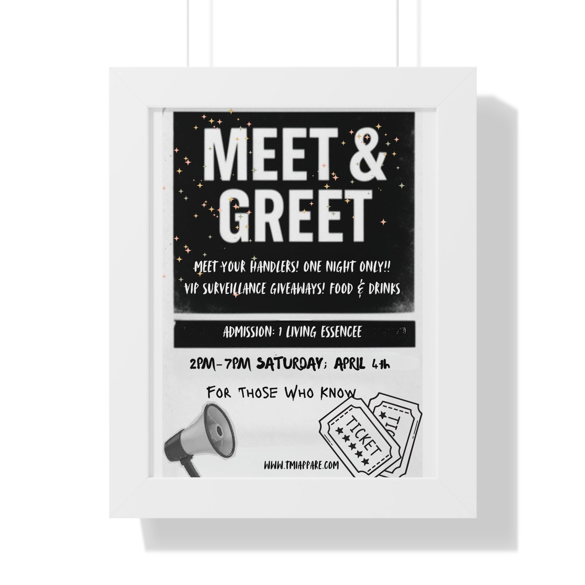 Meet & Greet your Handler Framed Poster, Vertical Wall Art, Custom Event Decor, Unique Gift for Event Planners, Personalized Home Decor