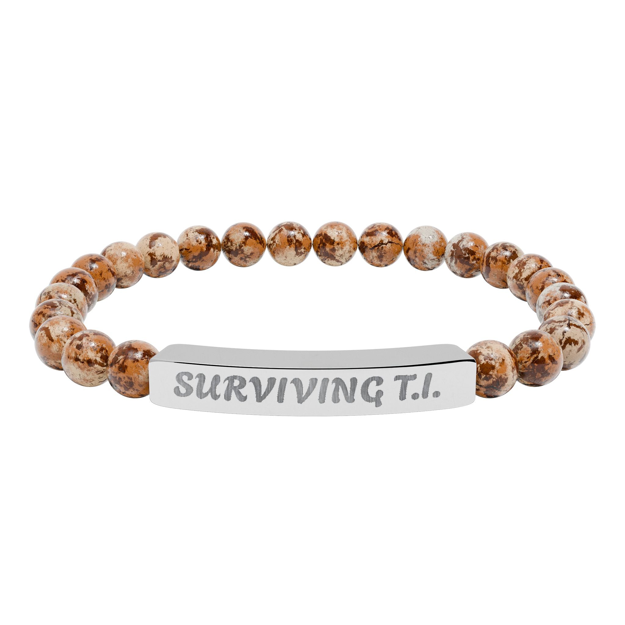 Surviving T.I Natural Stone Engraved Bar Bracelet