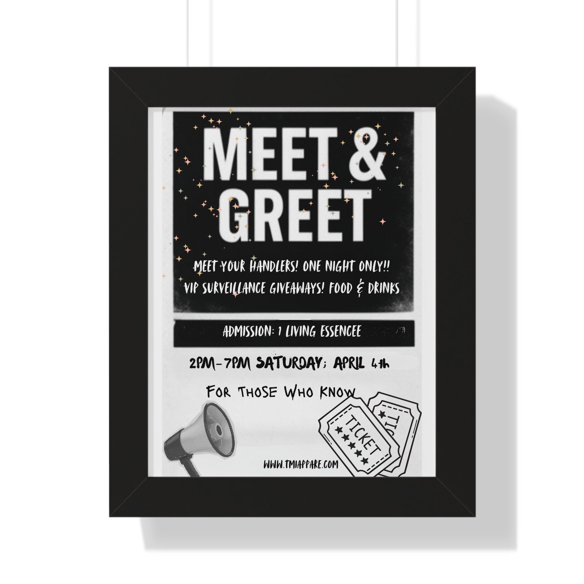 Meet & Greet your Handler Framed Poster, Vertical Wall Art, Custom Event Decor, Unique Gift for Event Planners, Personalized Home Decor