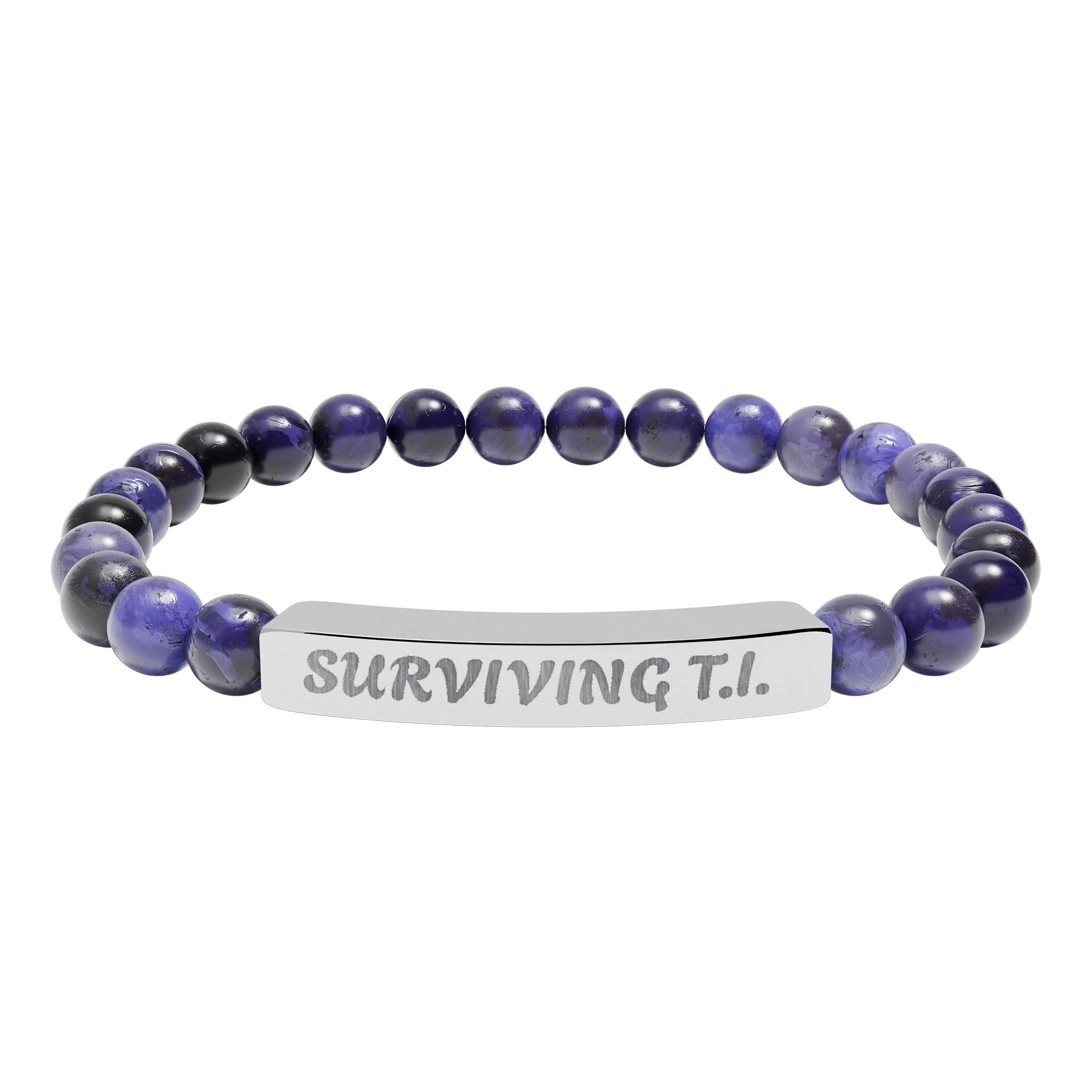 Surviving T.I Natural Stone Engraved Bar Bracelet