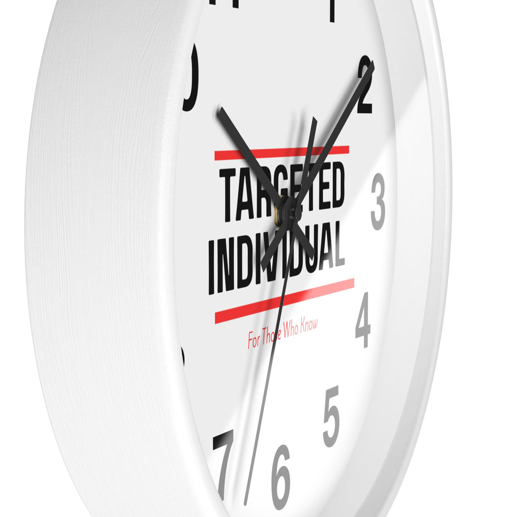 Targeted Individual Wall Clock | Bold Text, Minimalist Typography