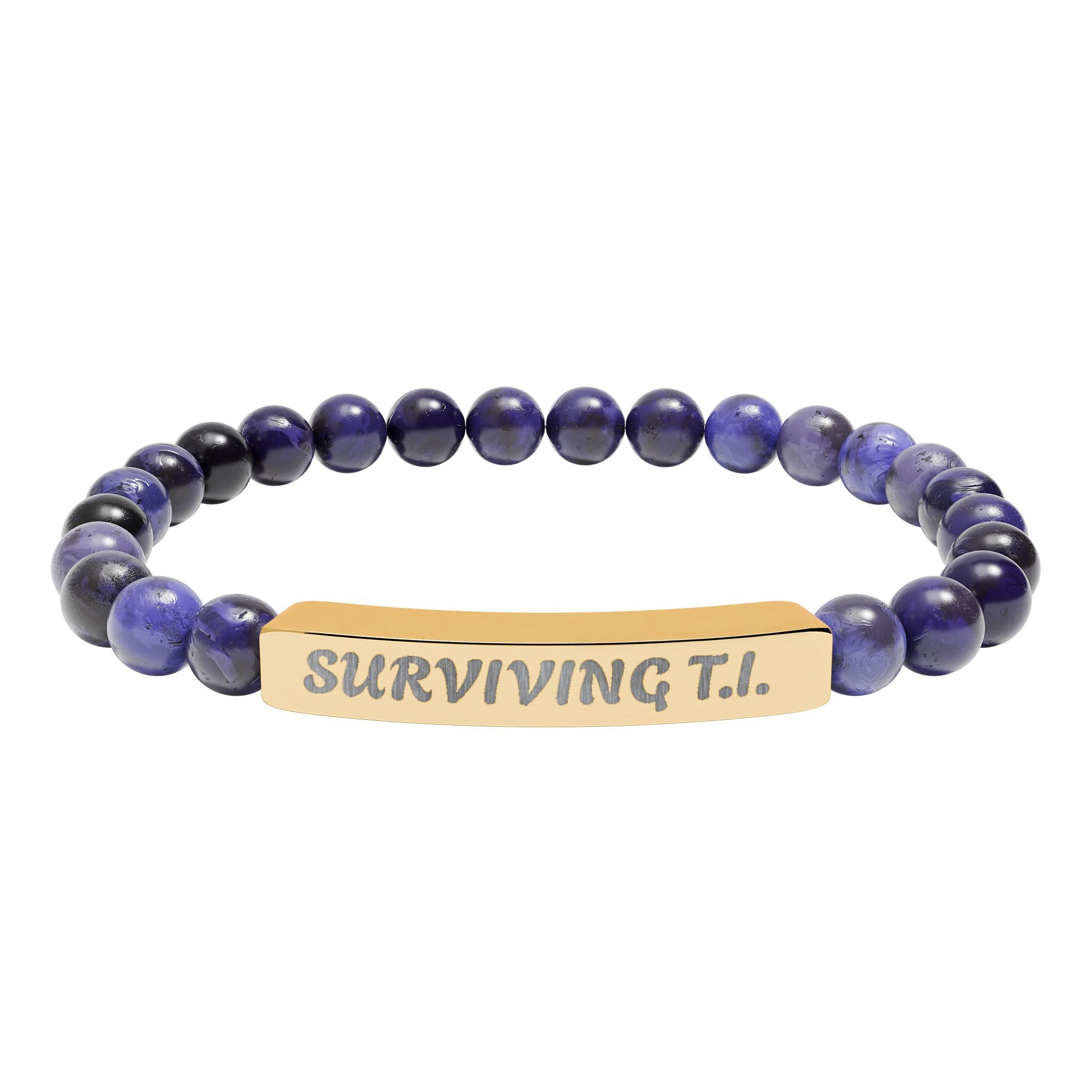 Surviving T.I Natural Stone Engraved Bar Bracelet