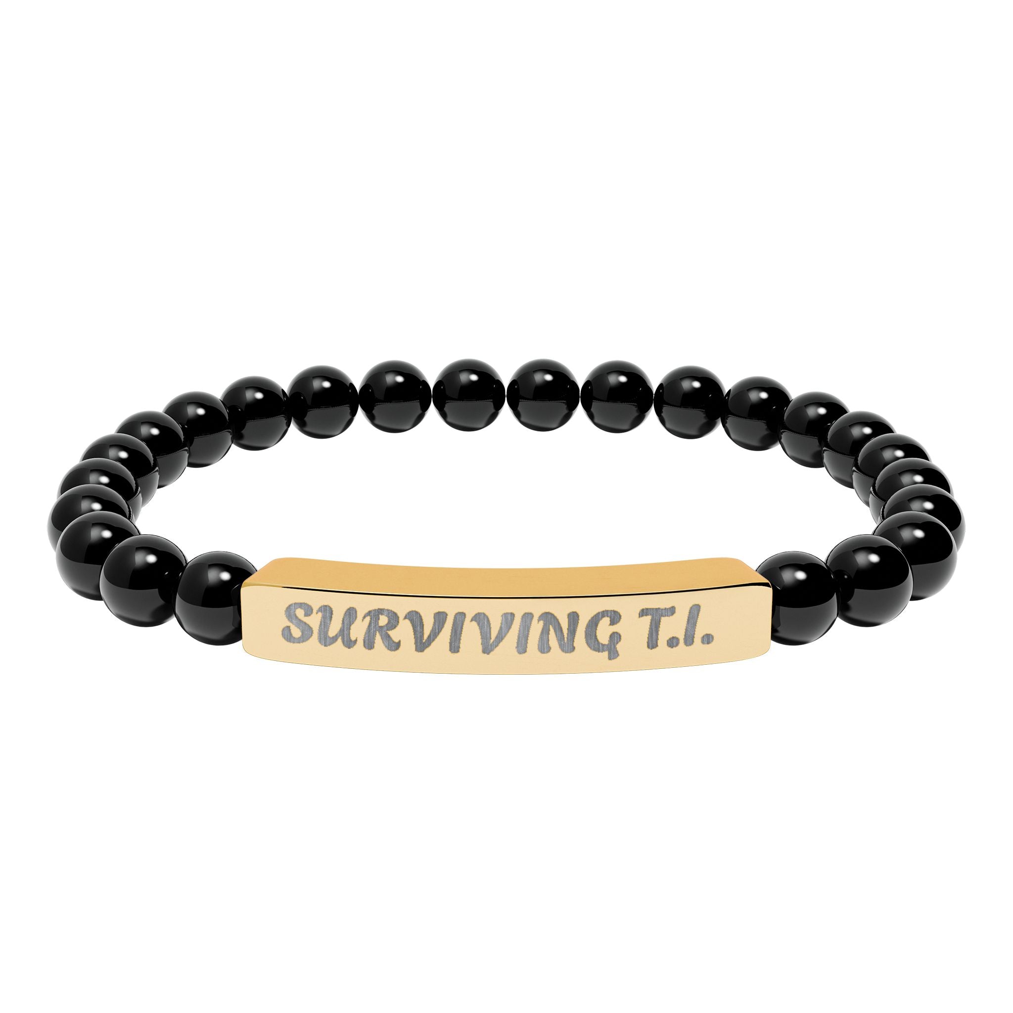 Surviving T.I Natural Stone Engraved Bar Bracelet