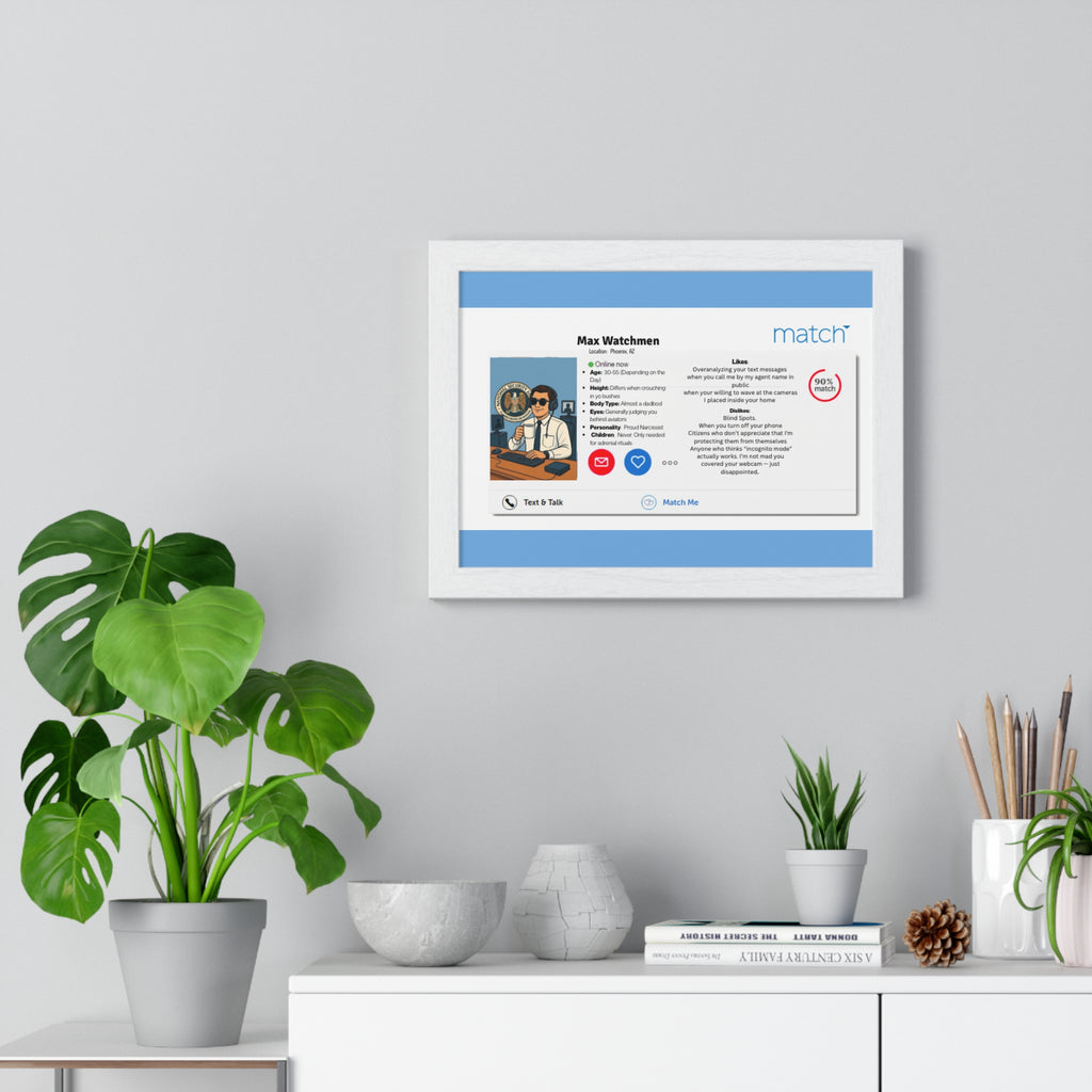 Humorous Handler Dating Profile Framed  Posterl Print
