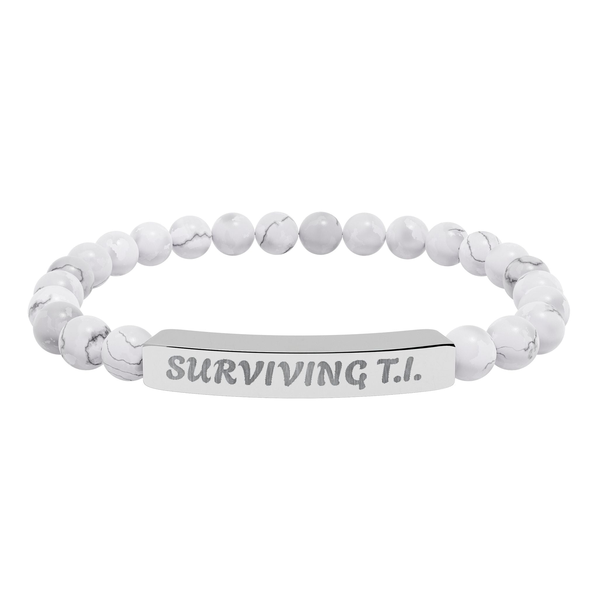 Surviving T.I Natural Stone Engraved Bar Bracelet