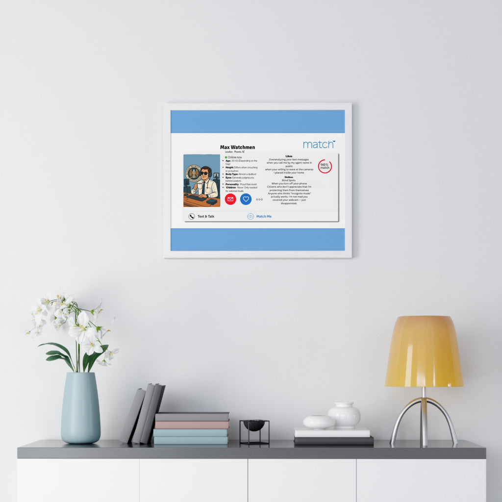 Humorous Handler Dating Profile Framed  Posterl Print