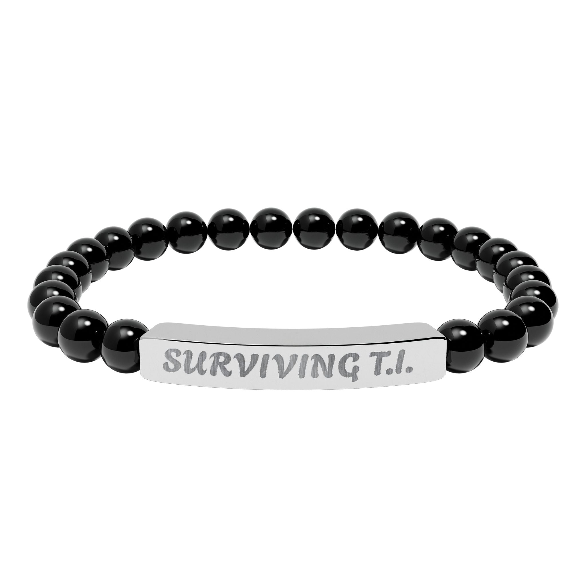 Surviving T.I Natural Stone Engraved Bar Bracelet