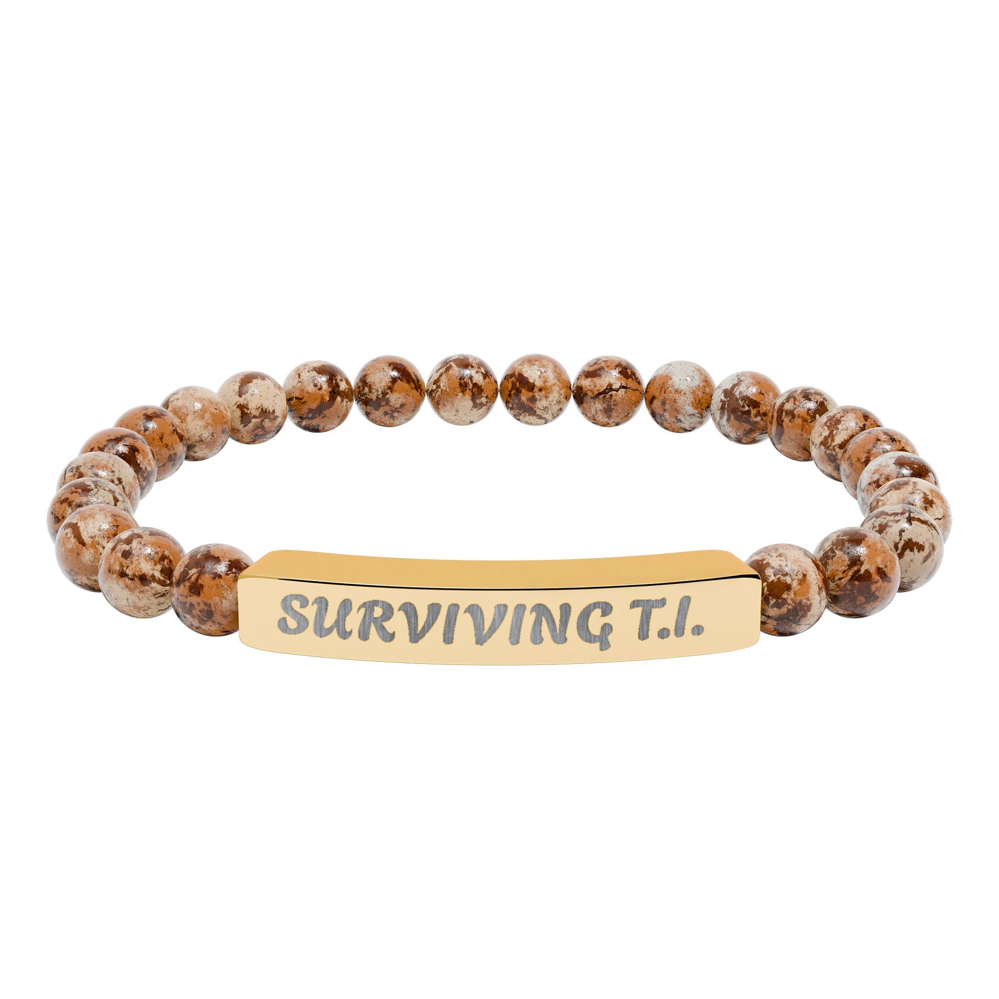 Surviving T.I Natural Stone Engraved Bar Bracelet