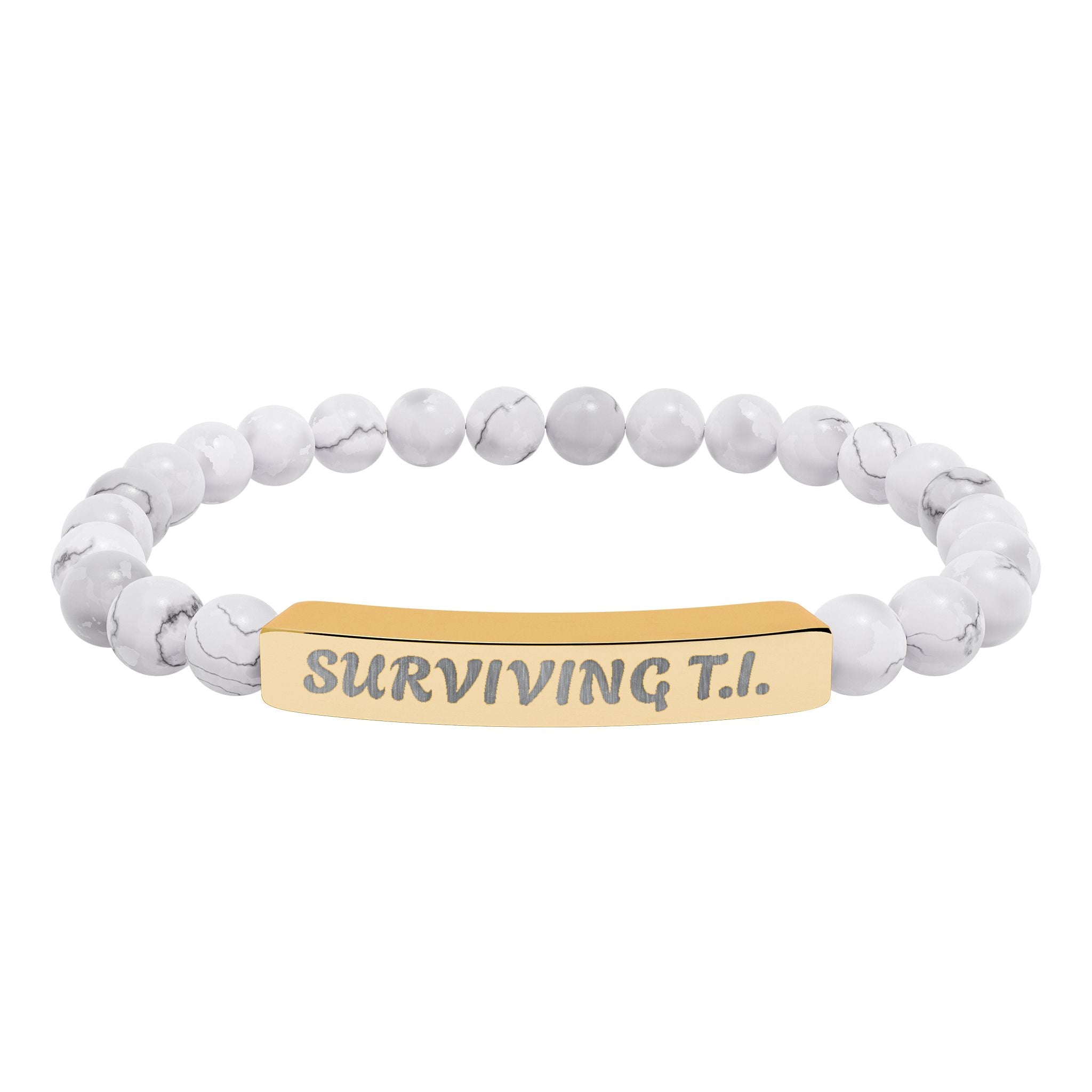 Surviving T.I Natural Stone Engraved Bar Bracelet
