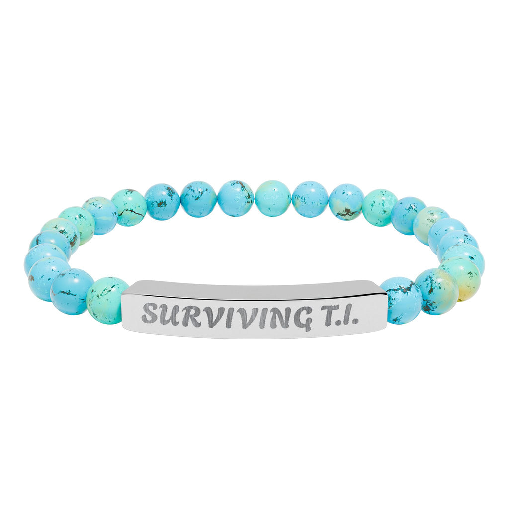 Surviving T.I Natural Stone Engraved Bar Bracelet