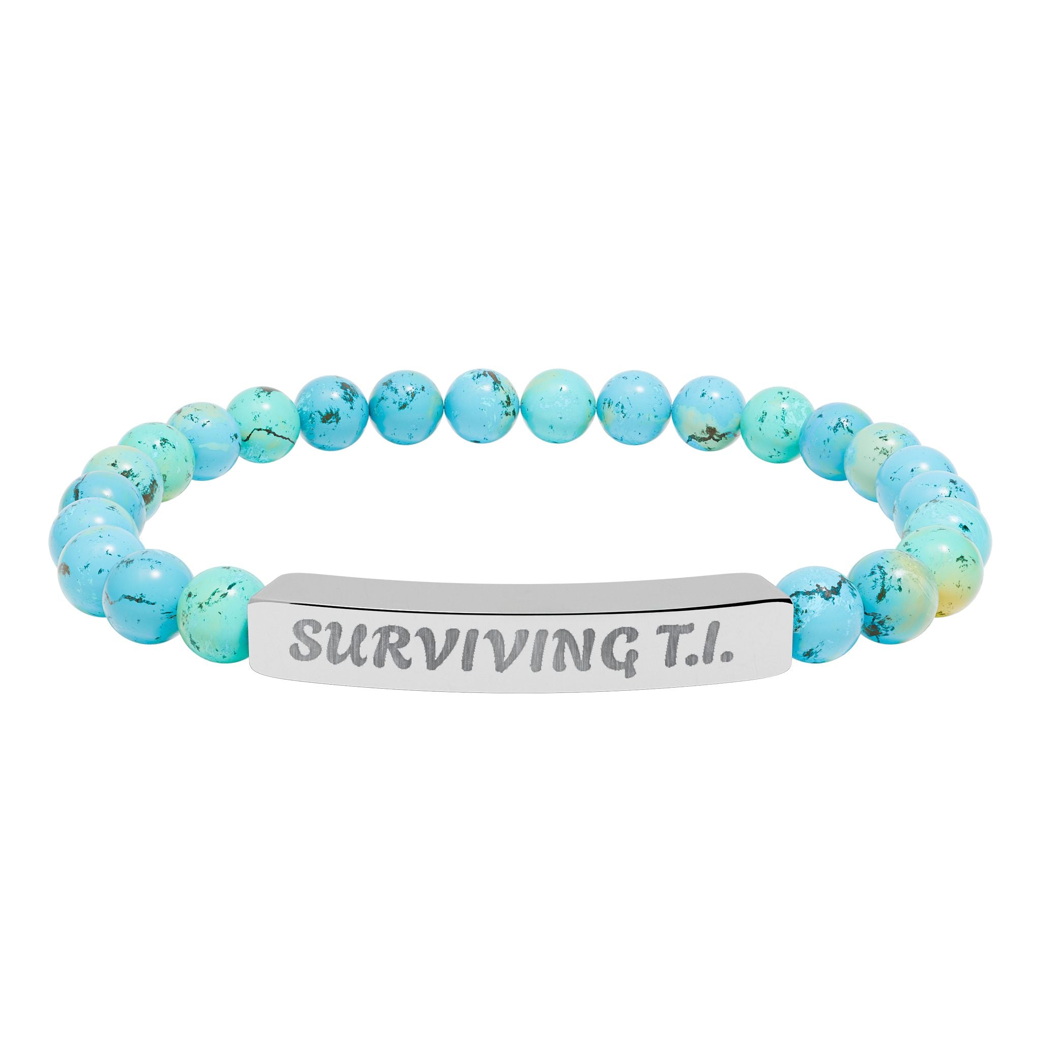Surviving T.I Natural Stone Engraved Bar Bracelet
