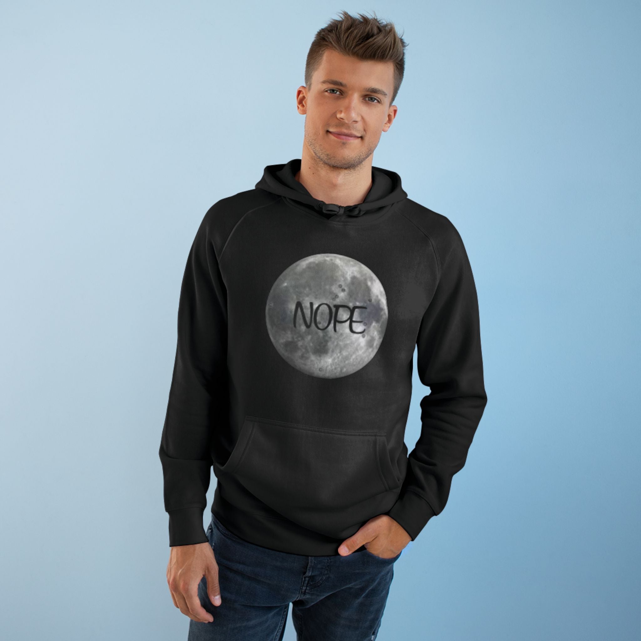 Nope Moon Hoodie — Funny Graphic Lunar Sweatshirt for Introverts & Moody Vibes