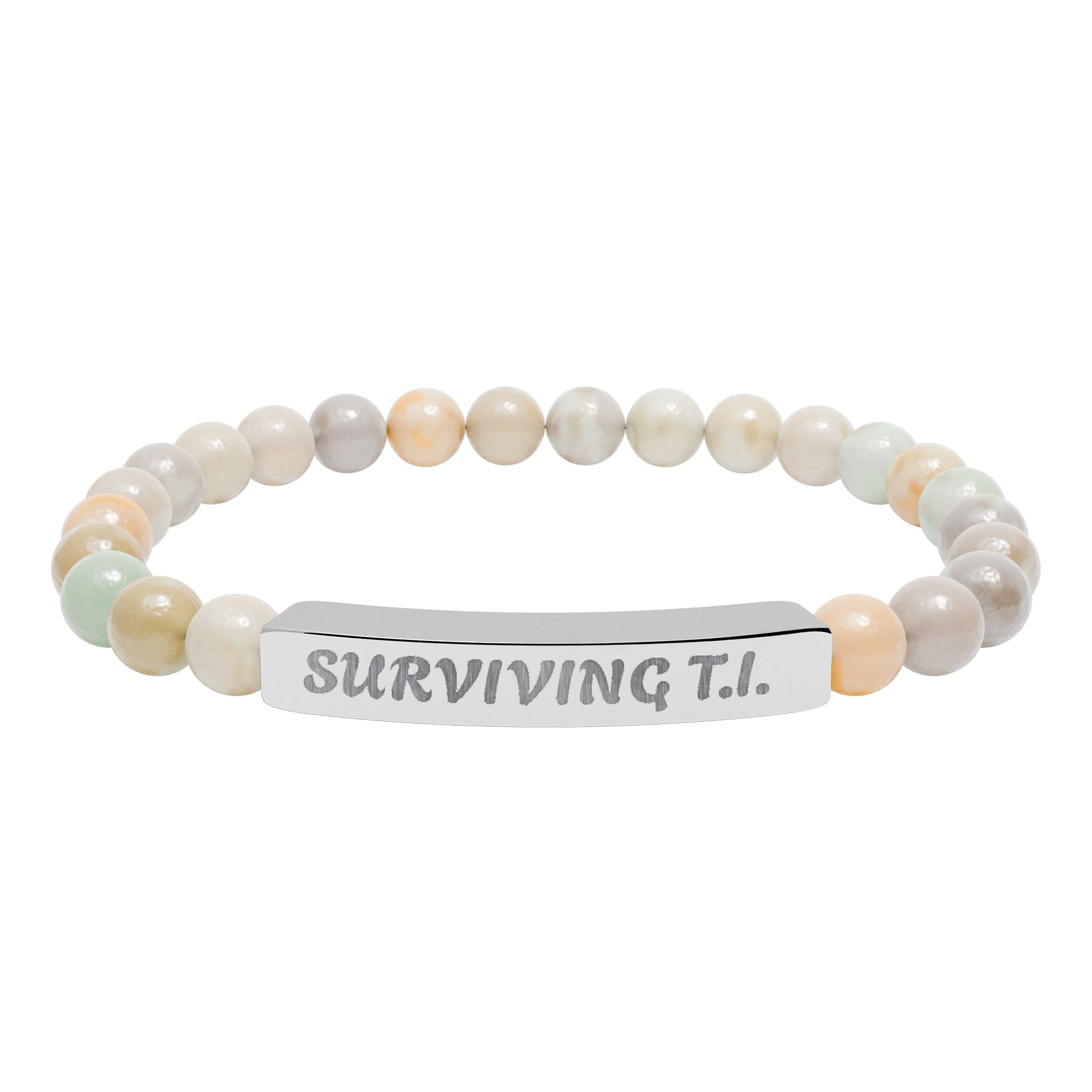 Surviving T.I Natural Stone Engraved Bar Bracelet