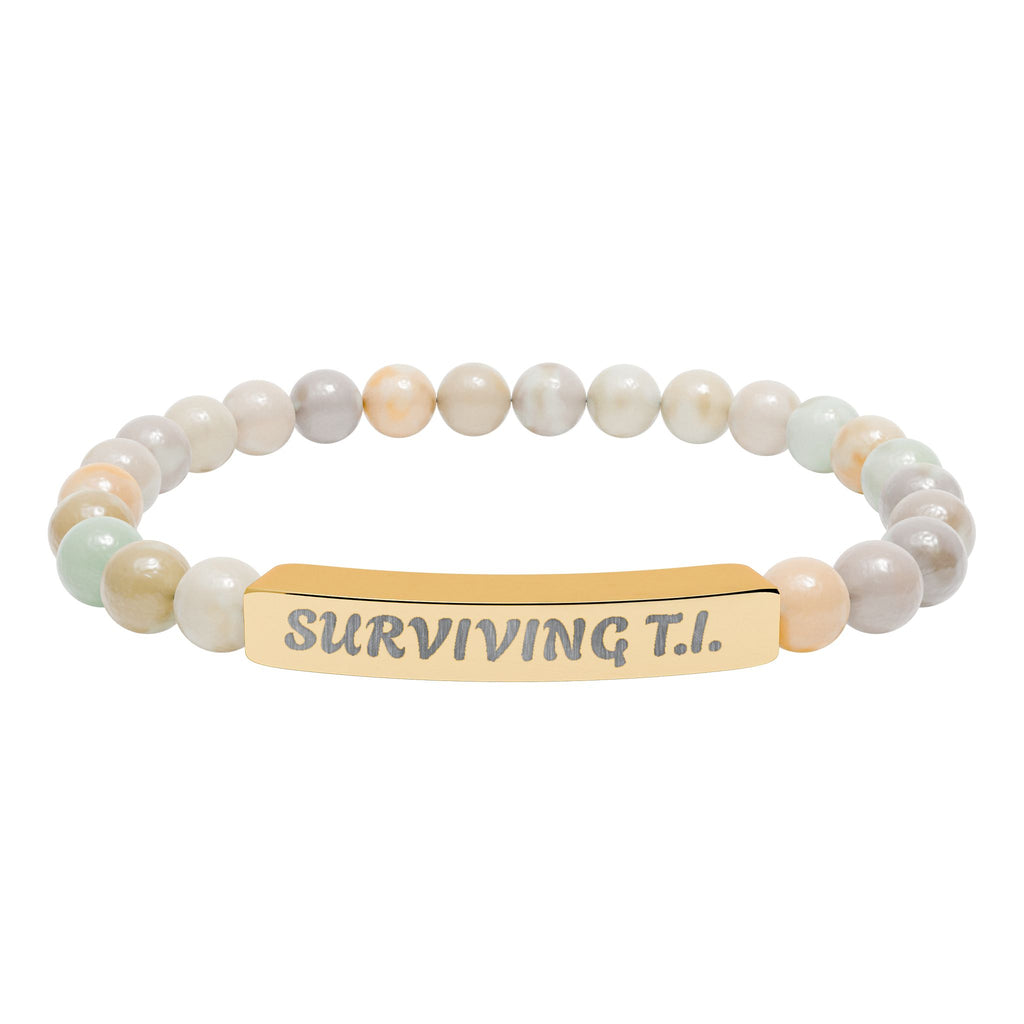 Surviving T.I Natural Stone Engraved Bar Bracelet