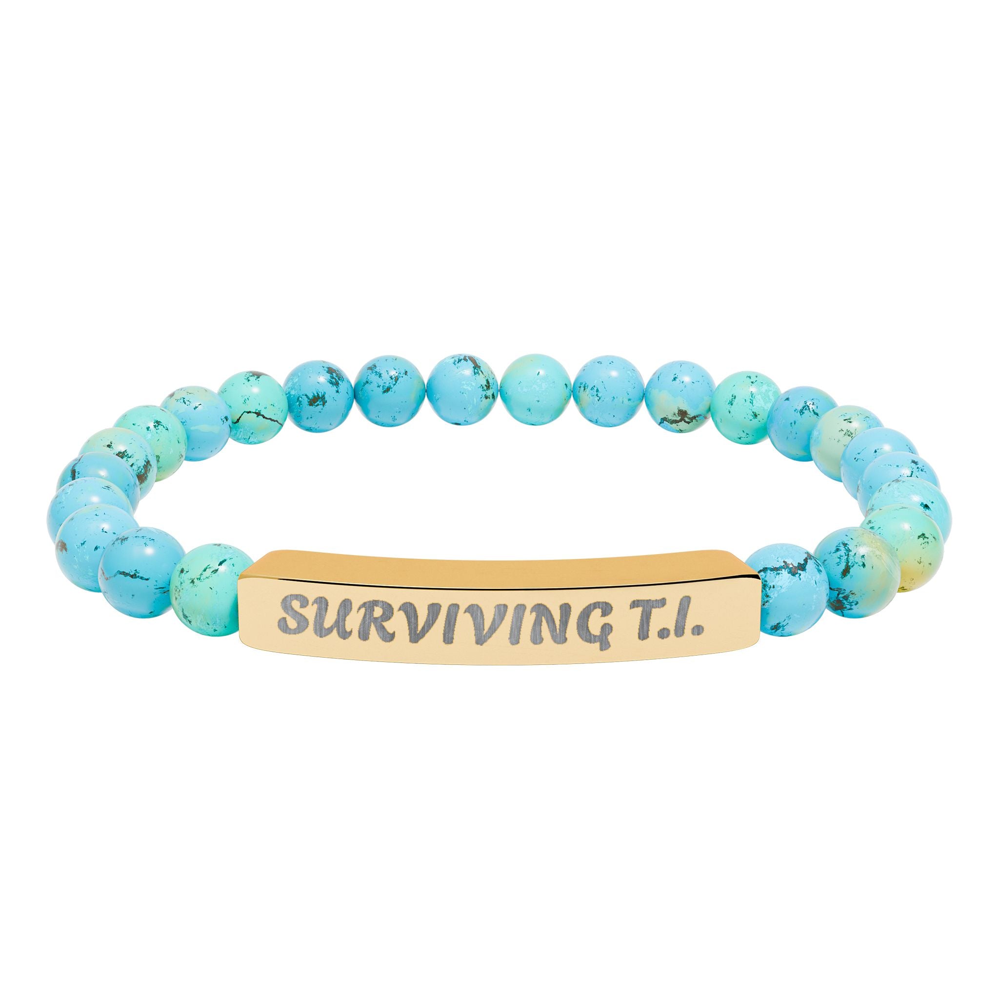 Surviving T.I Natural Stone Engraved Bar Bracelet