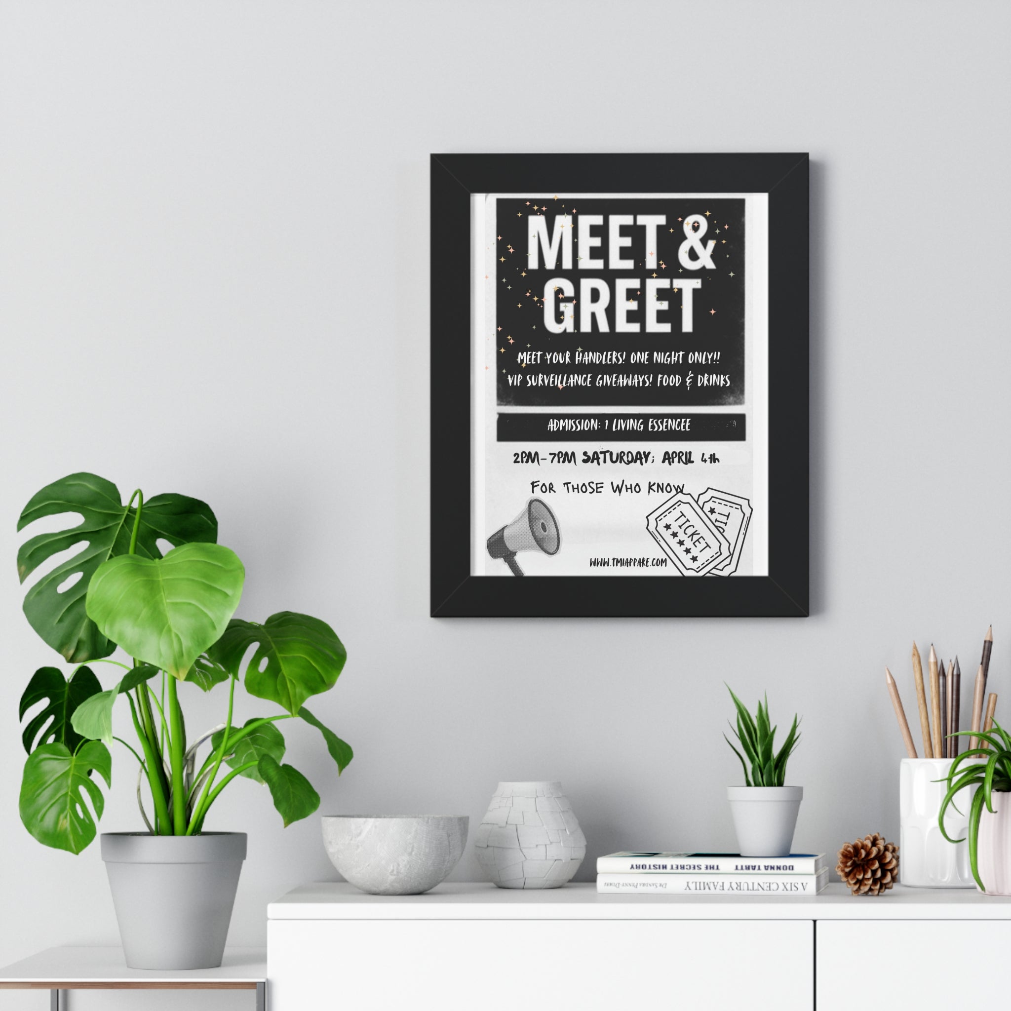 Meet & Greet your Handler Framed Poster, Vertical Wall Art, Custom Event Decor, Unique Gift for Event Planners, Personalized Home Decor